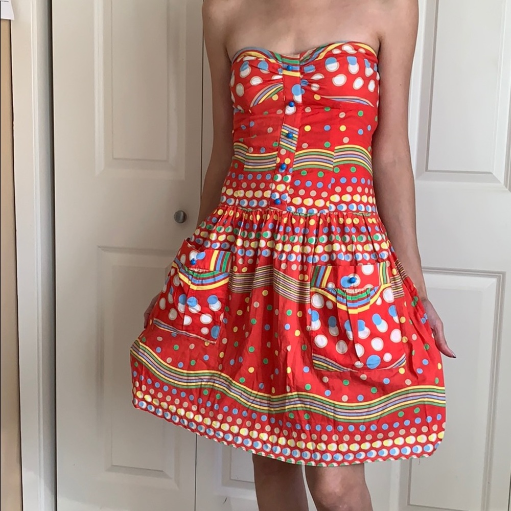 Zimmerman Red polkadot strapless summer dress sz 1